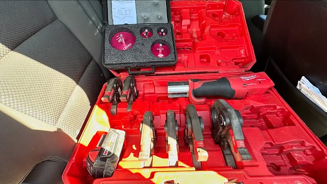 Milwaukee ProPress tools used for repipes and water line work